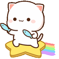 Peach Goma Fish Star Rainbow Warrior Sticker GIF