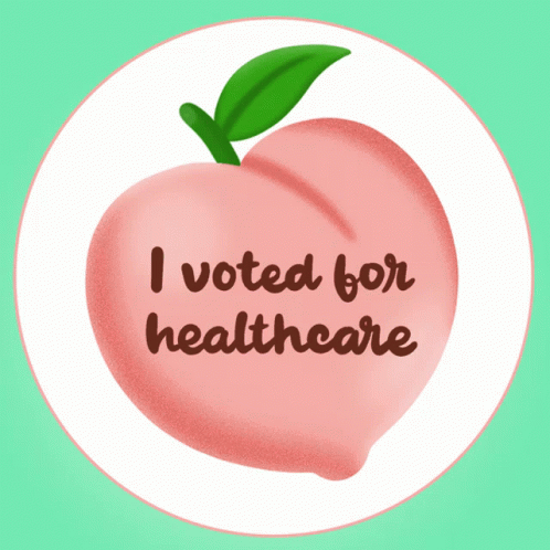 Peach Sticker I Voted for Healthcare