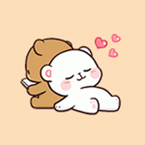 Peach Sticker Snuggling With Goma Bear GIF