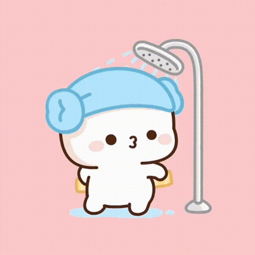 Peach White Cat Showering GIF