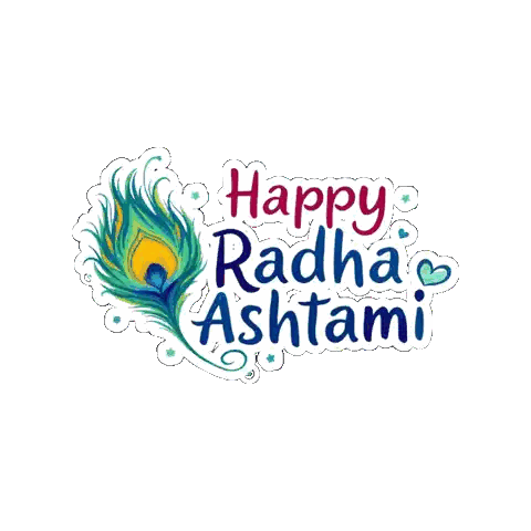 Peacock Feather with Happy Radha Ashtami Text