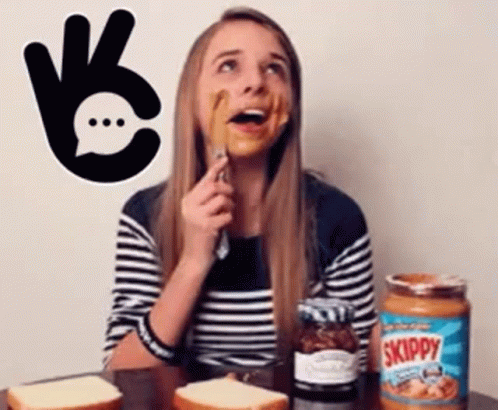 Funny Lady Applies Peanut Butter On Her Face GIF