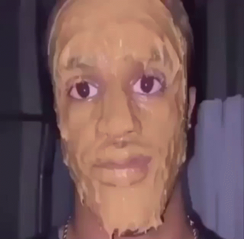Long Faced Guy Wears Peanut Butter Face Mask GIF