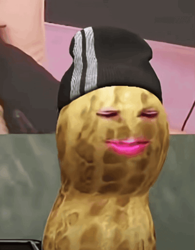 Peanut in Black Beanie With Pink Lip