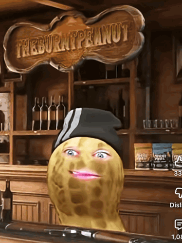 Peanut in Black Hat by The Burnt Peanut Sign