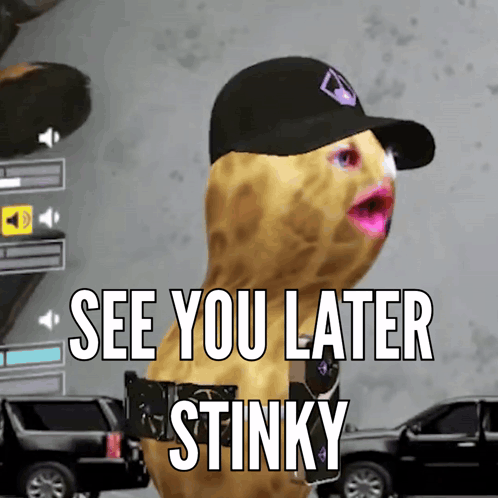 Peanut Wearing See You Later Stinky Hat