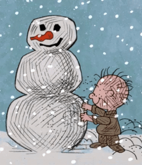 Peanuts Baby Building Snowman GIF