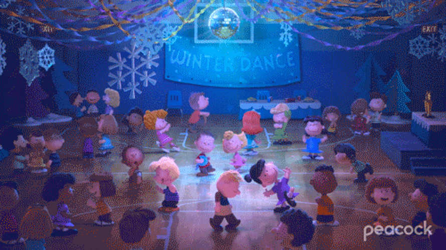 Peanuts Charlie Brown Winter Dancing GIF