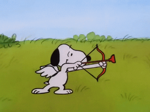 Peanuts Cupid Snoopy Aiming Valentines Arrow To Charlie GIF