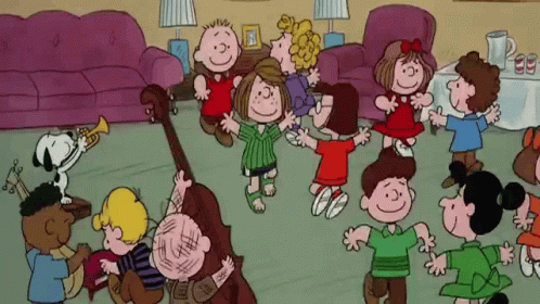 Peanuts Merry Christmas Characters Partying GIF