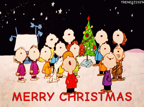 Peanuts Merry Christmas Characters Singing GIF