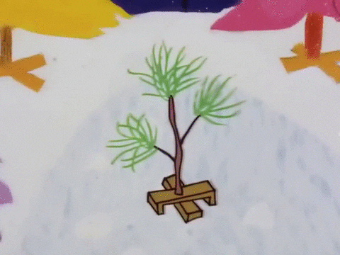Peanuts Merry Christmas Charlie And Linus Amid Trees GIF