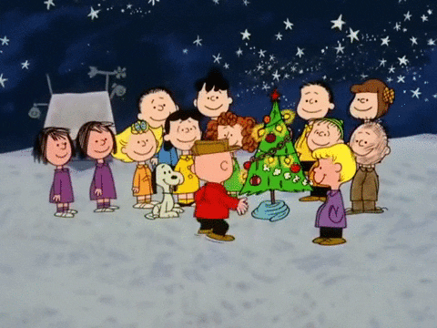 Peanuts Merry Christmas Charlie Brown Jumping GIF