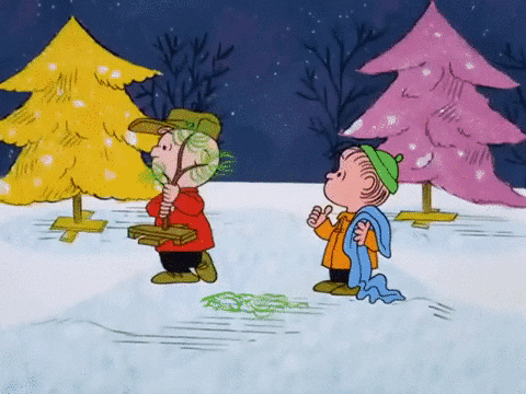 Peanuts Merry Christmas Charlie Linus Taking Small Tree GIF