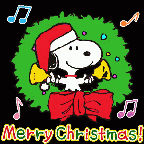 Peanuts Merry Christmas Snoopy Ringing Bells GIF