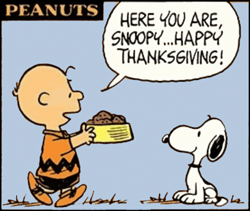 Peanuts Snoopy Charlie Brown Happy Thanksgiving No Cranberries Gif GIF
