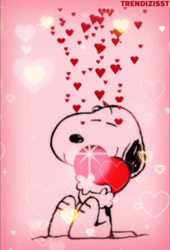 Peanuts Snoopy Hugging Hearts In Love GIF