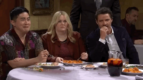 Pedro Pascal Eating Sandwich With His Friends GIF