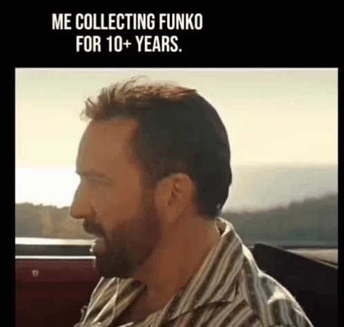 Pedro Pascal Nicolas Cage Collecting Funko GIF