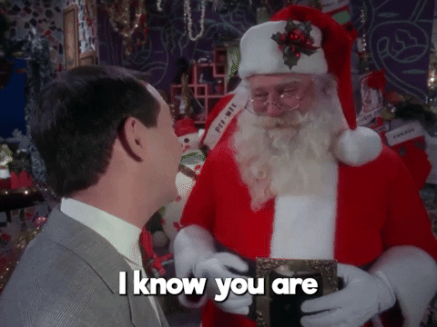 Pee Wee Herman And Santa Clause Talking GIF