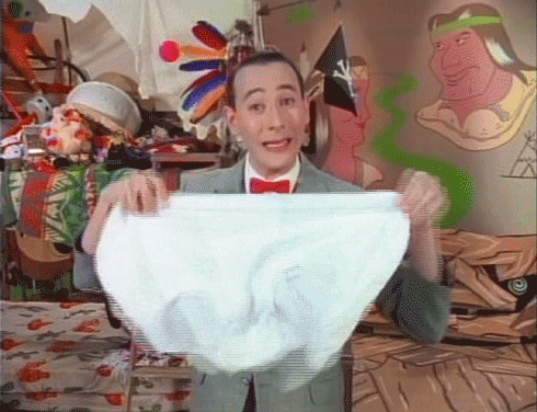 Pee Wee Herman Stretching Underwear GIF