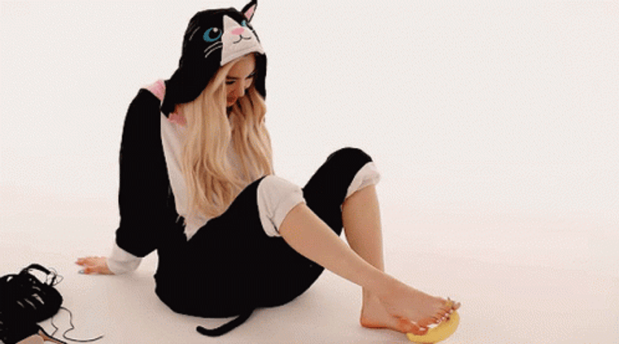 Peeling Banana Using Feet GIF