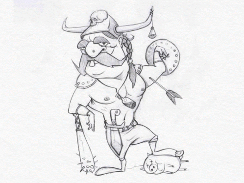 Pencil Drawing Viking GIF