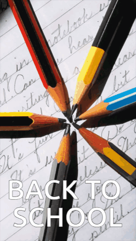 Pencils Are Arranged In A Circle With The Words Back To School Written Below Them GIF