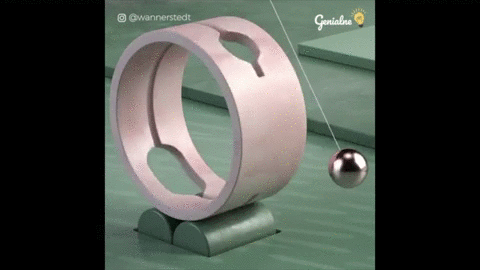 Pendulum Swinging Inside Rotating Cylinder GIF