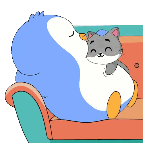 Penguin And Cat on Couch