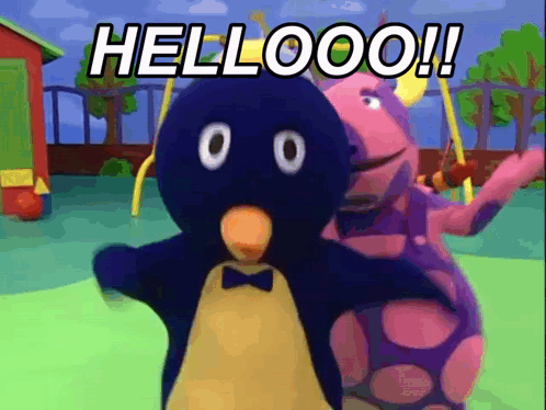 Penguin and Dinosaur Saying Hellooo