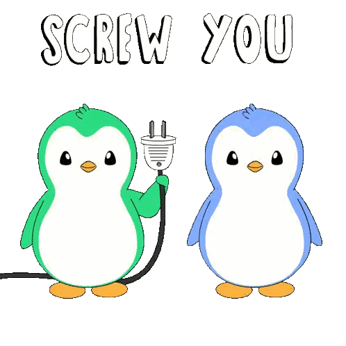 Penguin and Skeleton Saying Screw You