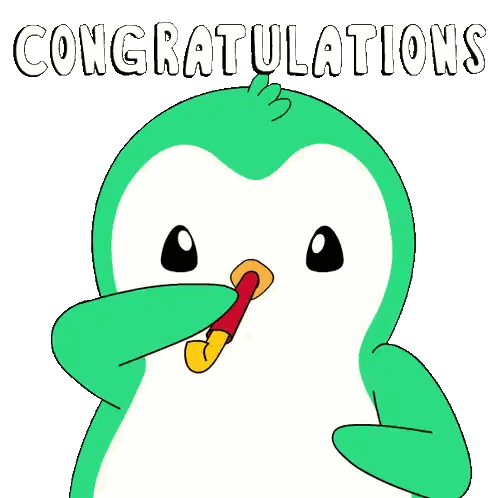Penguin Blowing Horn With Congratulations