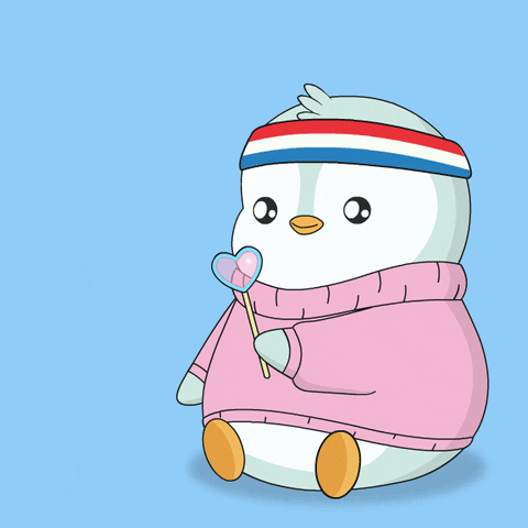 Penguin Blows Heart Bubble Mua GIF