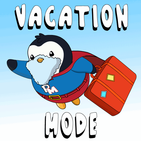 Penguin Carrying Suitcase Vacation Mode GIF