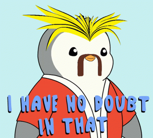 Penguin Cartoon Saying I Have No Doubt