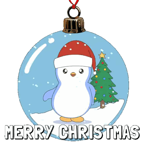 Penguin Christmas Ornament With Santa Hat And Tree