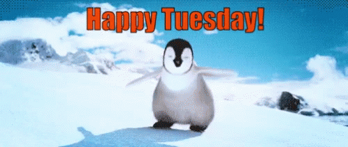 Penguin Dancing in Snow Happy Tuesday