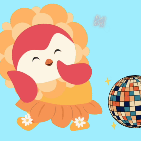 Penguin Dancing Next to Disco Ball
