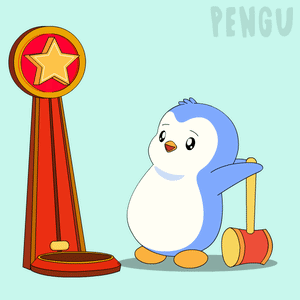 Penguin Doing Handstand In Front Of Pengu Sign GIF