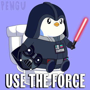 Penguin Dressed as Darth Vader Sitting on Toilet