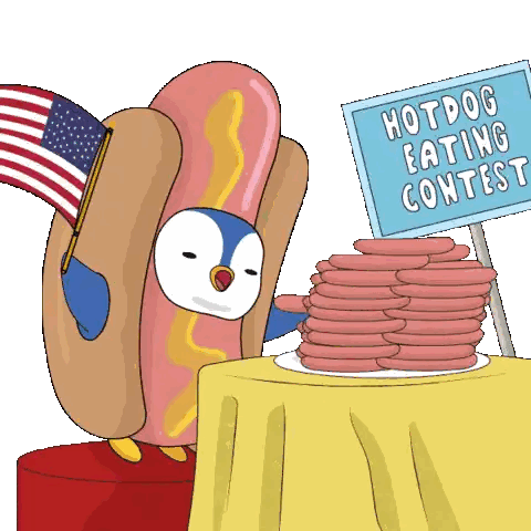 Penguin Dressed As Hot Dog At Contest