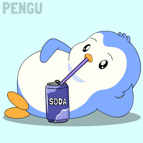 Penguin Drinking Soda Can