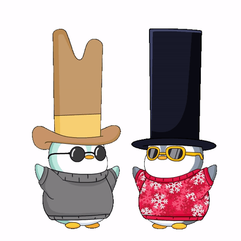 Penguin Duo Team High Five GIF