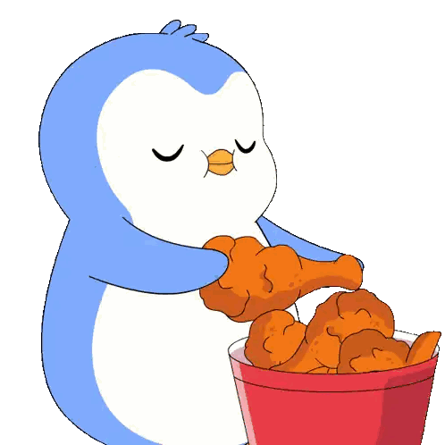 Penguin Eating Chicken Wings