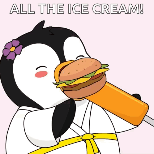 Penguin Eating Ice Cream Cone All The Ice Cream