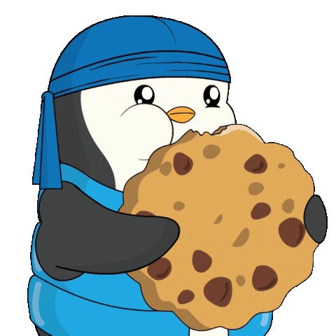 Penguin Eating Large Famous Amos Cookie GIF