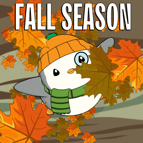 Penguin Fall Season Leaf GIF
