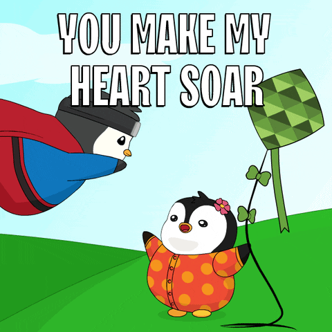 Penguin Flying Kite You Make My Heart Soar GIF