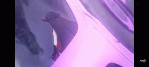 Penguin Flying Through Air With Pink Background GIF